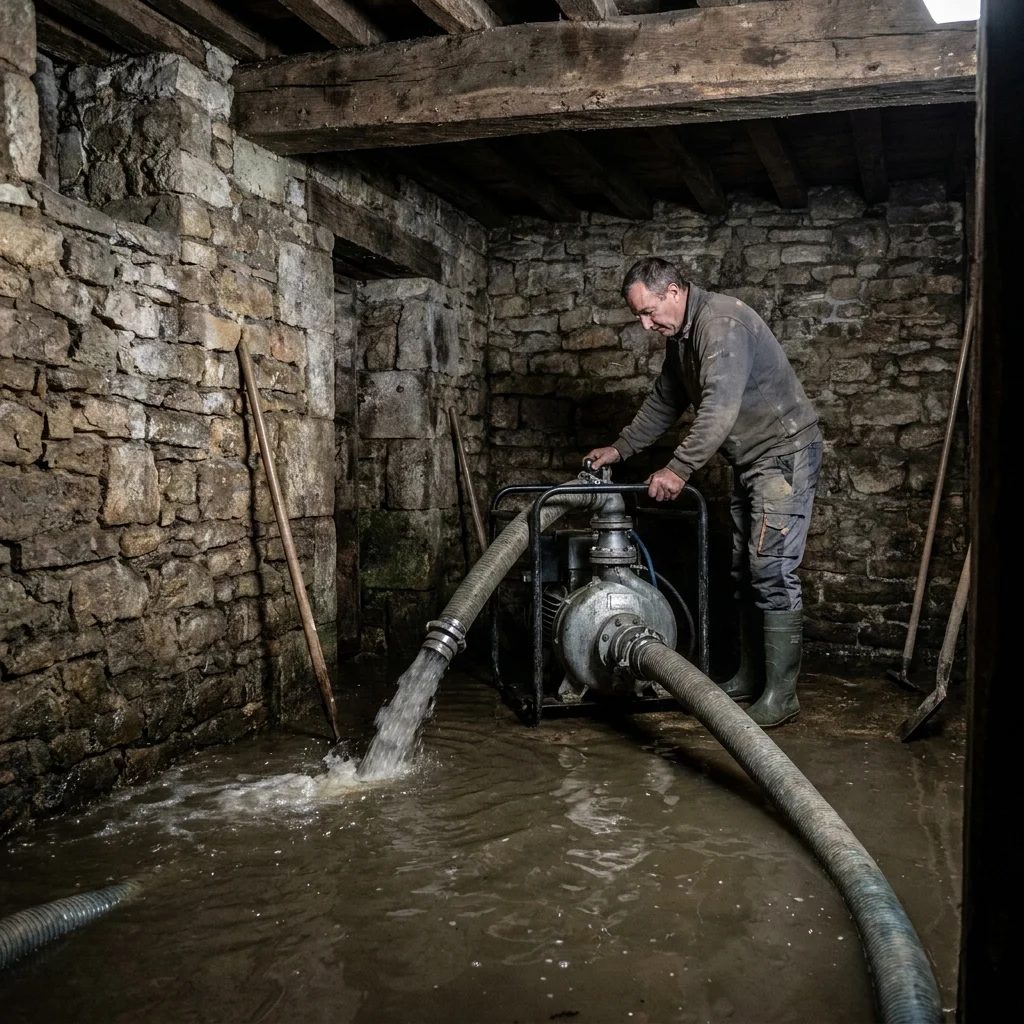 Pompage Cave inond&eacute;e &middot; image &agrave; la une